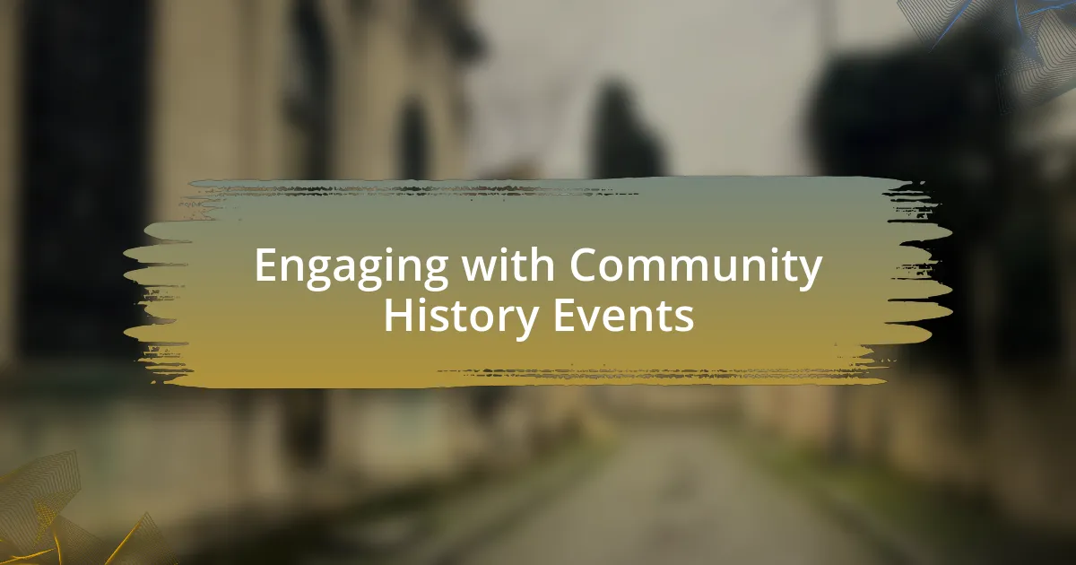Engaging with Community History Events