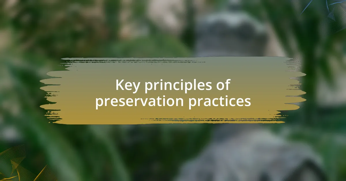 Key principles of preservation practices