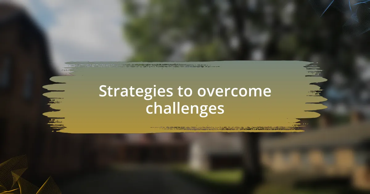 Strategies to overcome challenges